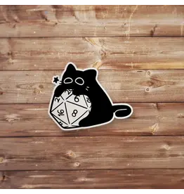 Mamori Decals Mamori Decals: Black Cat Chewing D20 Sticker