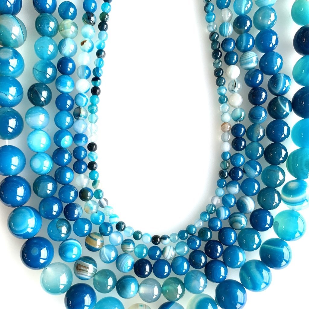 Bead World Banded Blue Agate 16" Strand