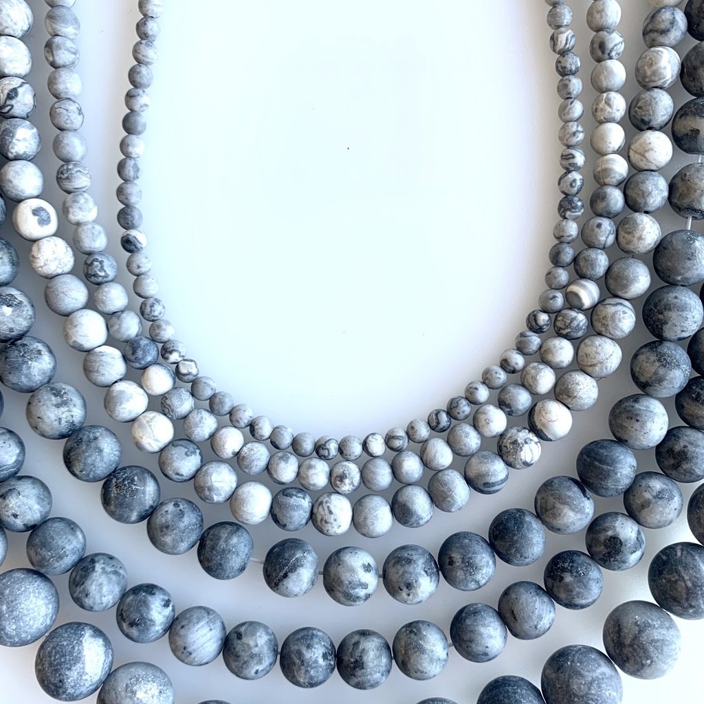 Bead World Matte Grey Jasper 16" Strand