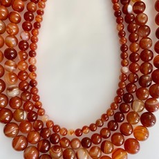 Bead World Red Orange Sardonix Agate 16" Strand