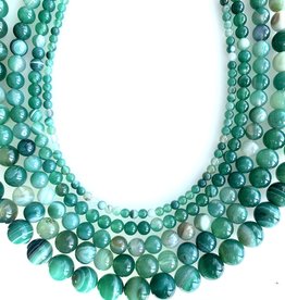 Bead World Green Banded Agate 16" Strand