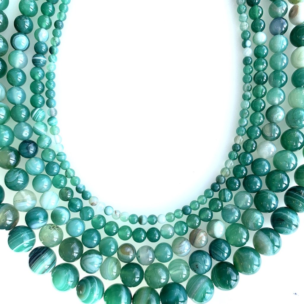 Bead World Green Banded Agate 16" Strand