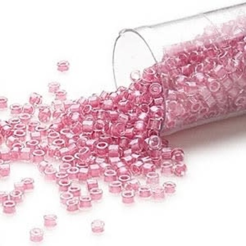 Miyuki Delica #11 Transparent  Color-Lined Hot Pink Db0902 7.5 gram vial