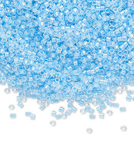 Miyuki Delica #11 Transparent  Color-Lined Lum Neon Blue Db2039 7.5 gram vial