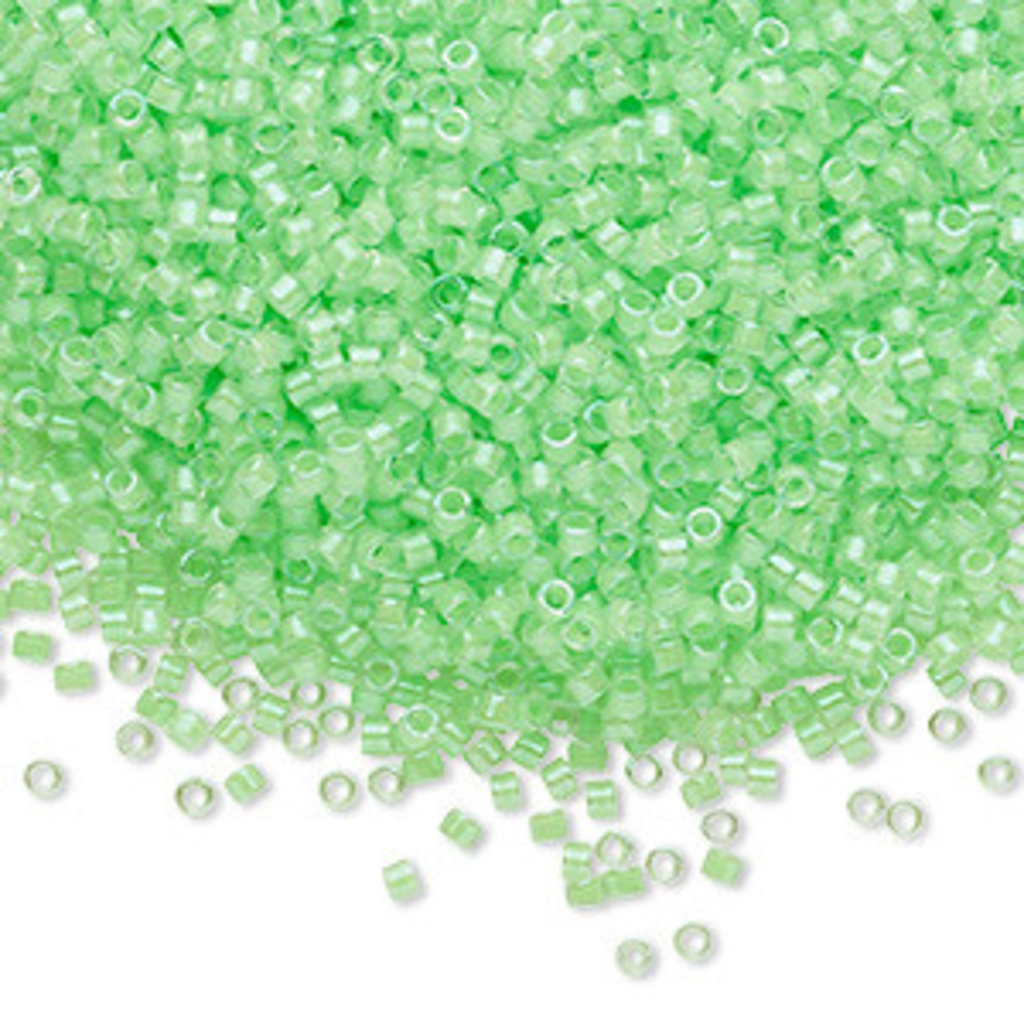 Miyuki Delica #11 Transparent  Color-Lined Luminous Neon Lime Grn Db2040 7.5gms