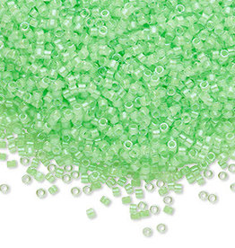 Miyuki Delica #11 Transparent  Color-Lined Luminous Neon Lime Grn Db2040 7.5 gram vial