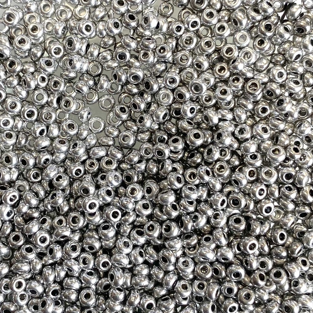 MJB #10  MJB Seed Beads   50gr  pkg  Metallic Silver