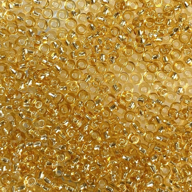 MJB #10  MJB Seed Beads   50gr  pkg  Silver Lined Light Gold