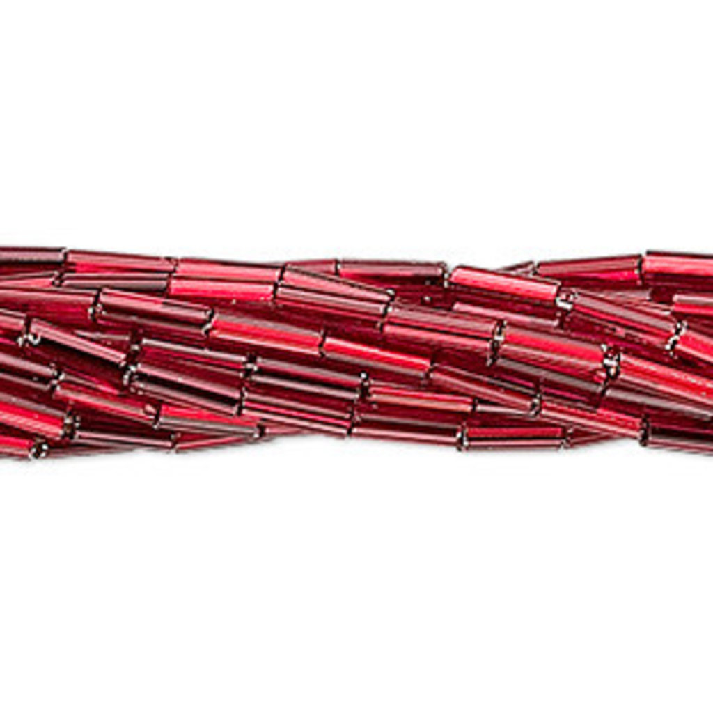 Preciosa Czech Bugle Bead #3 S-Lined Translucent Dark Red/Hank DC