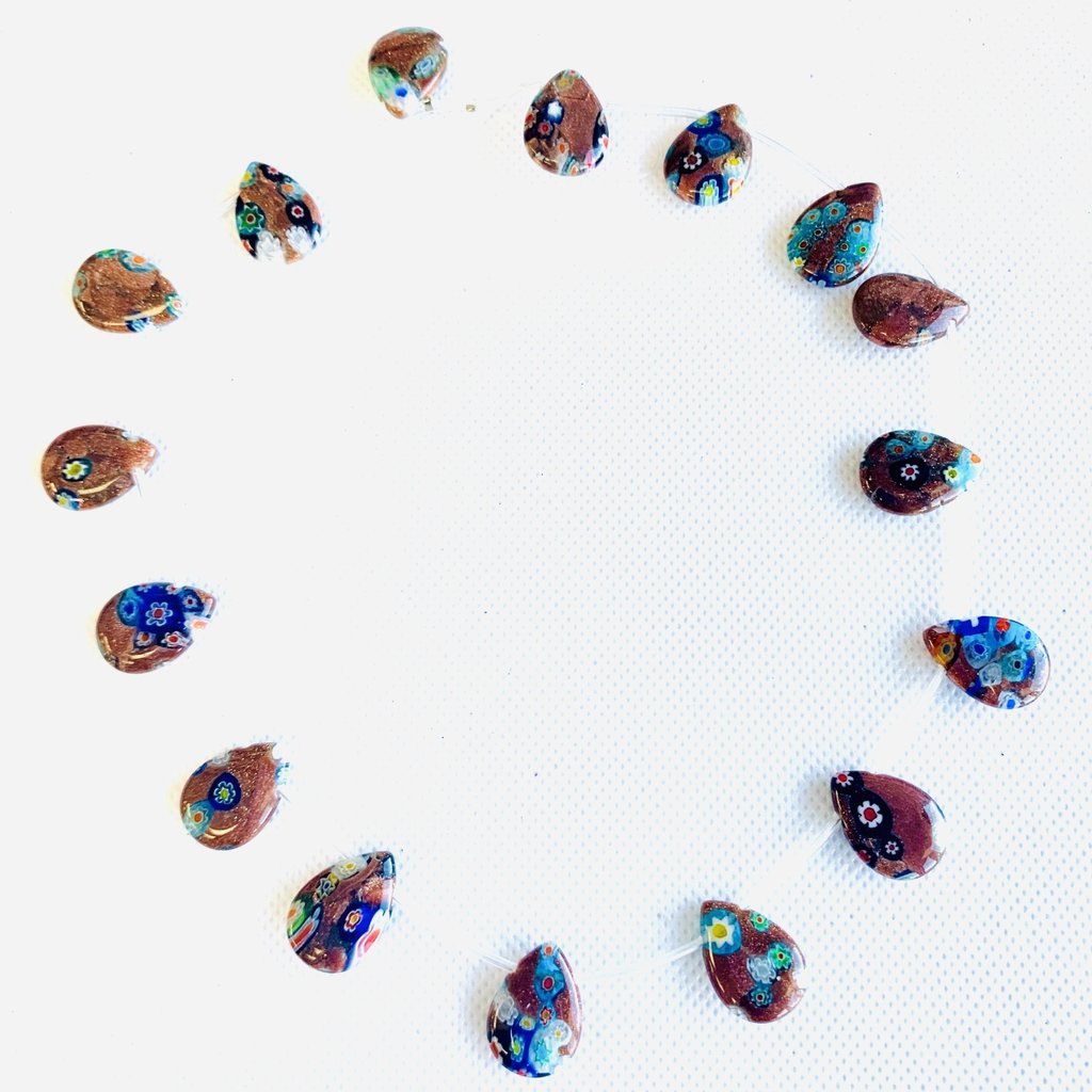 Bead World Lampwork Glass Beads  Teardrop Side Drilled  18x13mm  16pcs/strand