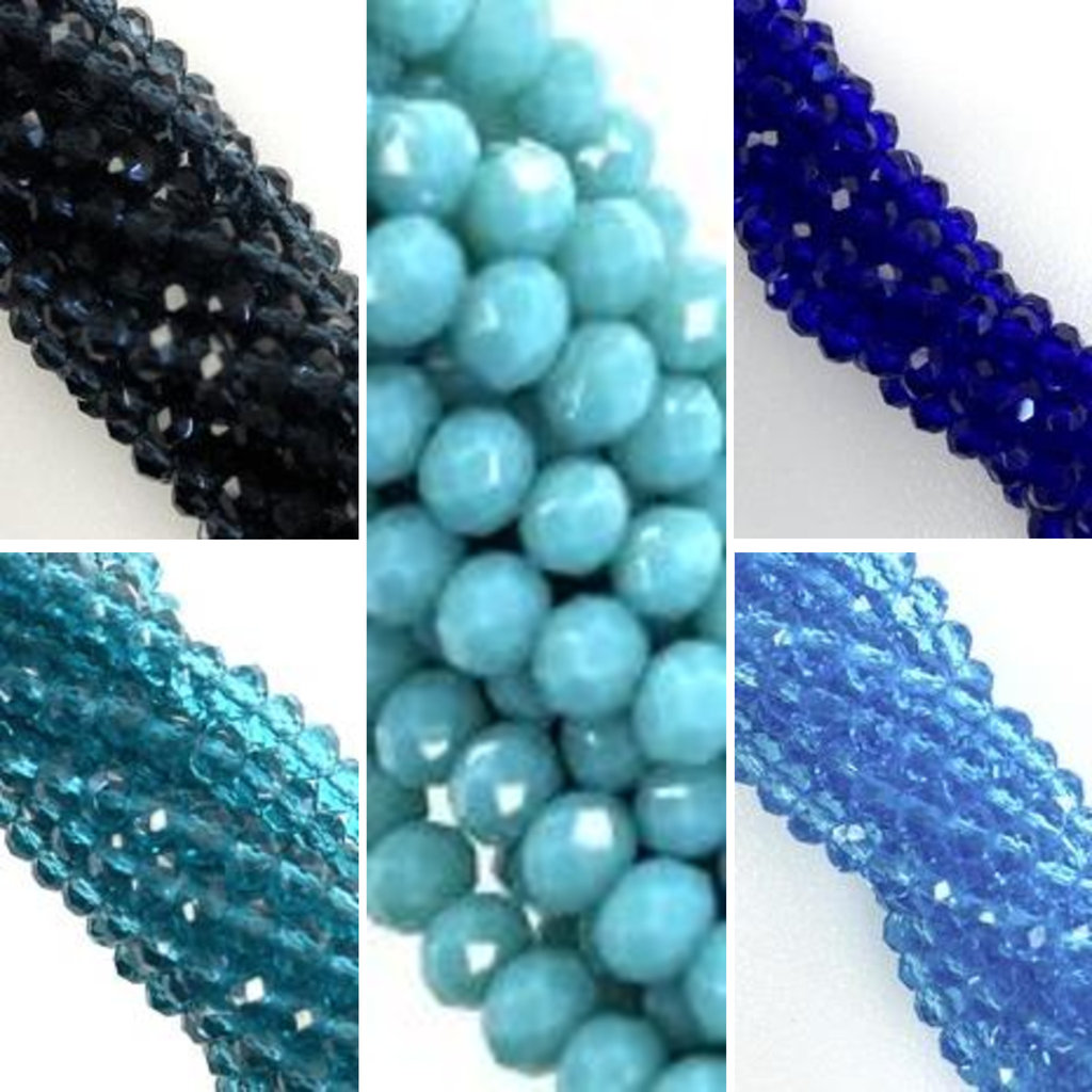 "Blues"  4mm  Round Crystal Faceted Beads - 144 pcs/Strand