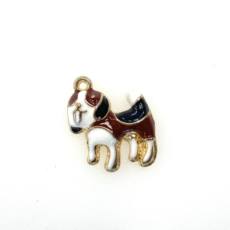 Bead World Dog Enamel -Brown 18mm x 20mm  3 pcs.