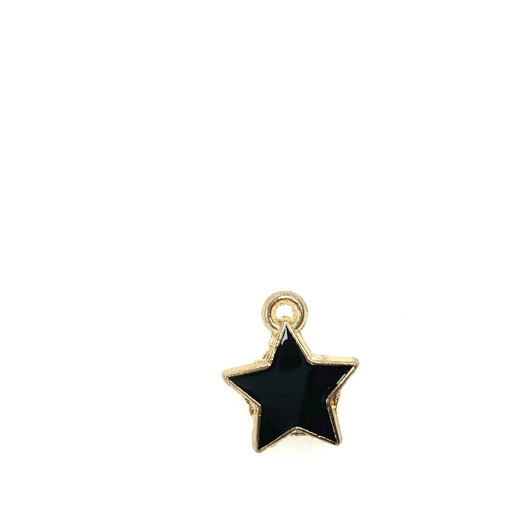 Bead World Star Enamel- Black 15mm x 15mm  3pcs.