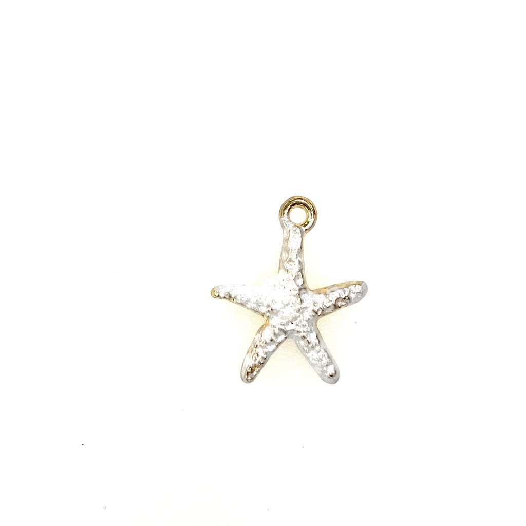 Bead World Starfish Enamel- White  15mmx 18mm  3pcs.