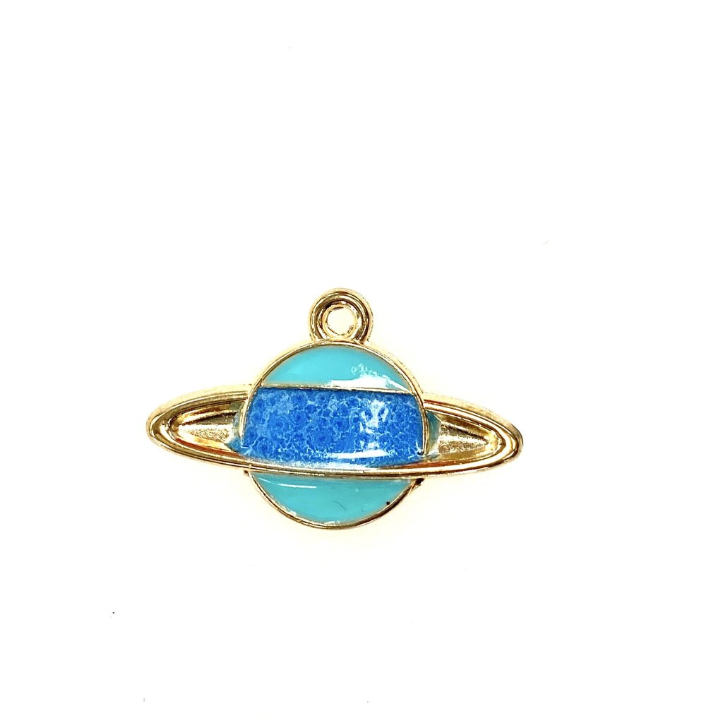 Bead World Planet Enamel- Light Blue/Dk. Blue 25mmx 15mm 3pcs.