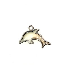 Bead World Dolphin Enamel - White/Clear Sparkle 24mm x 20mm 3pcs.