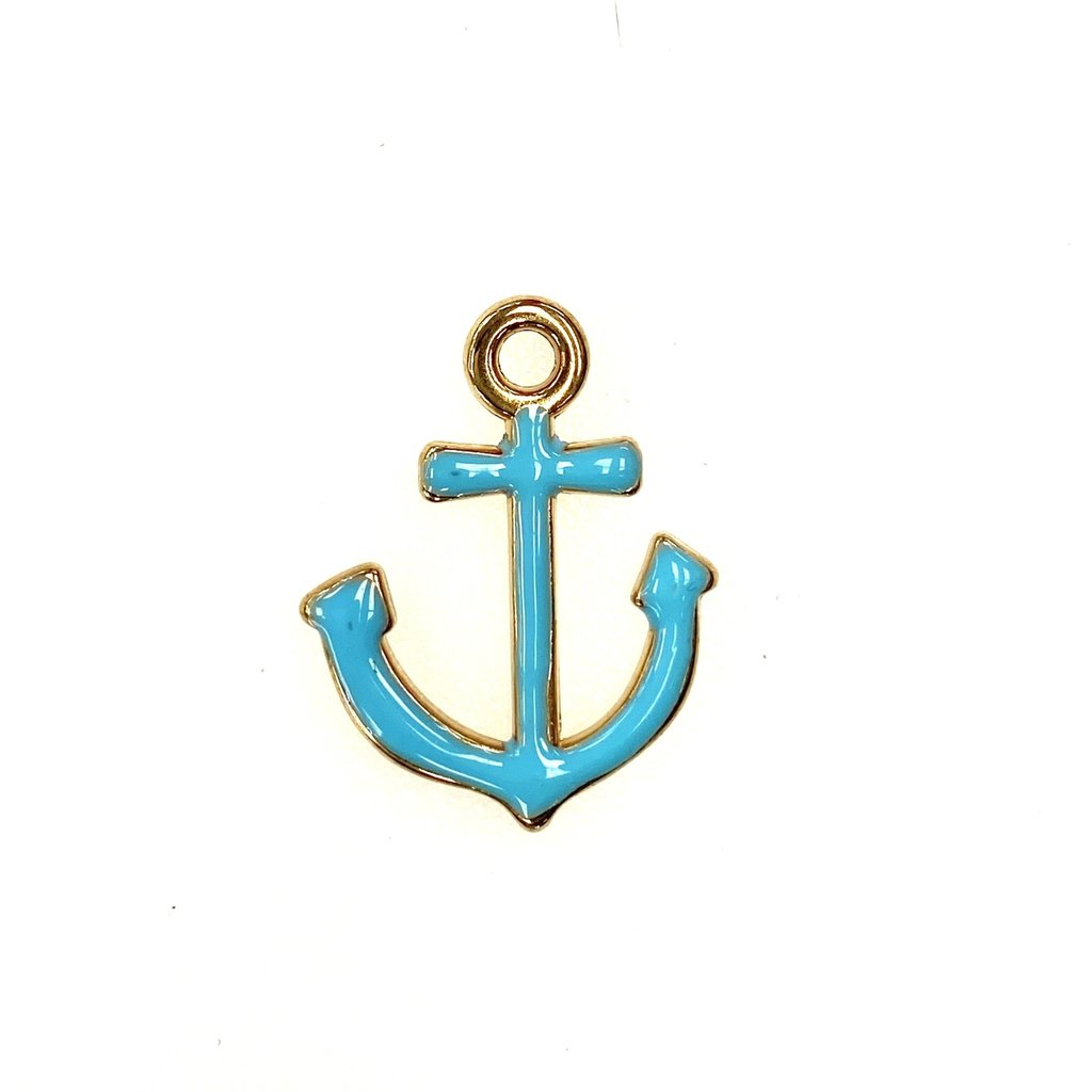 Bead World Anchor- Blue Enamel 18mm x 22mm 3pcs.