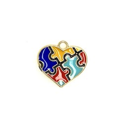 Bead World Puzzel Heart Enamel20mm x 20mm 3pcs.