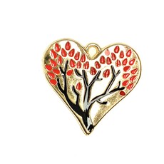 Bead World Heart Tree Enamel - Red 30mm x 30mm 2pcs.