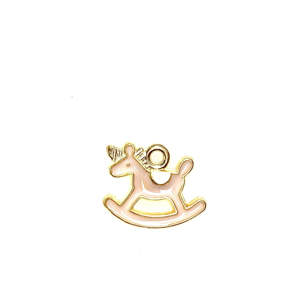 Bead World Rocking Horse Baby - Pink Enamel 18mm x 15mm 3pcs.