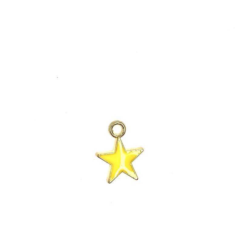 Bead World Star - Yellow Enamel  10mm x 12 mm  3 pcs.