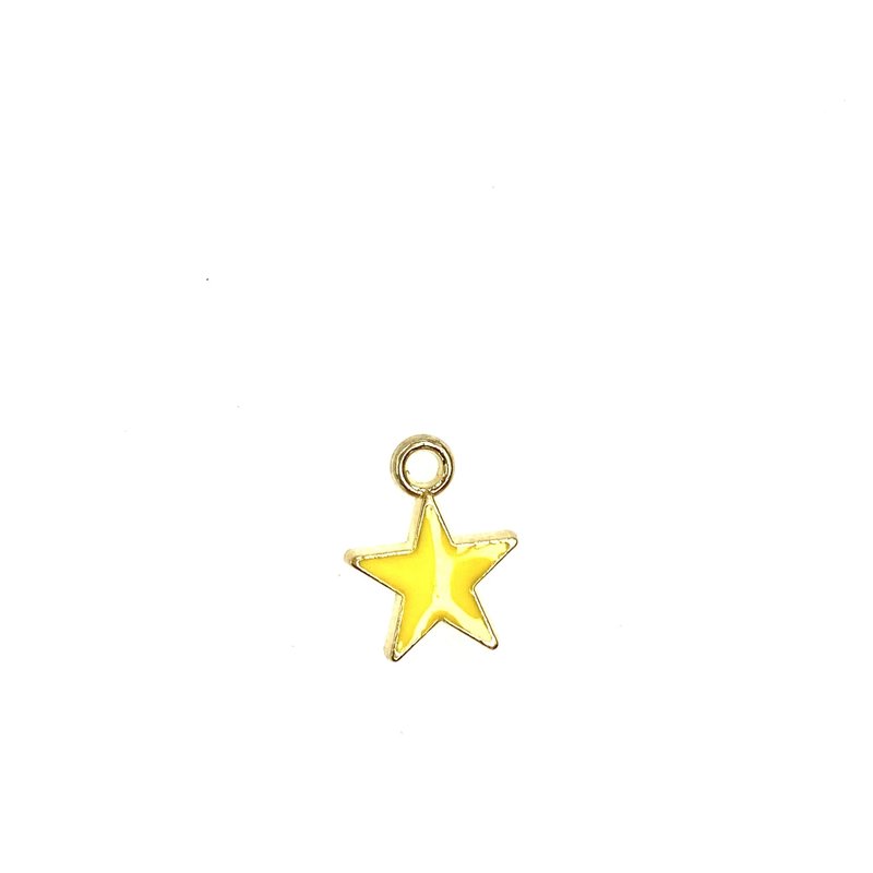 Bead World Star - Yellow Enamel  10mm x 12 mm  3 pcs.