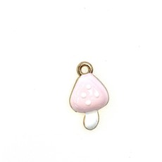 Bead World Mushroom Enamel -Pink /White Spots12mm x 20mm 3pcs.