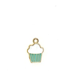 Bead World Cupcake Enamel - Blue  12mm x 16mm 3pcs.