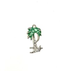 Bead World Palm Tree  Enamel/Silver -  10mm x 18mm 3pcs.