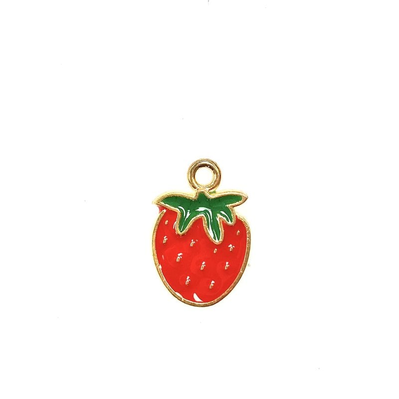 Bead World Strawberry Enamel -Red  12mm x 18mm 3pcs.