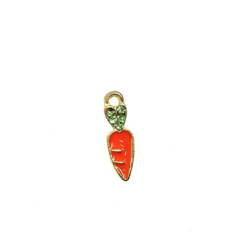 Bead World Tiny Carrot Enamel with Rhinestones -  6mm x 18mm 3pcs.