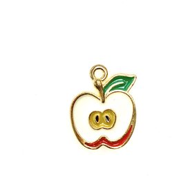 Bead World Apple With Core Enamel -Red/White  17mm x 20mm 3pcs.