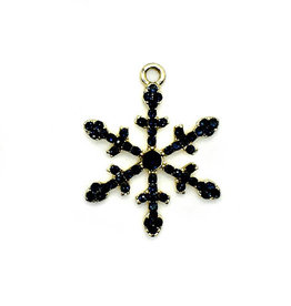 Bead World Snowflake Black Crystal Charm 30mm x 30mm 1 pc.