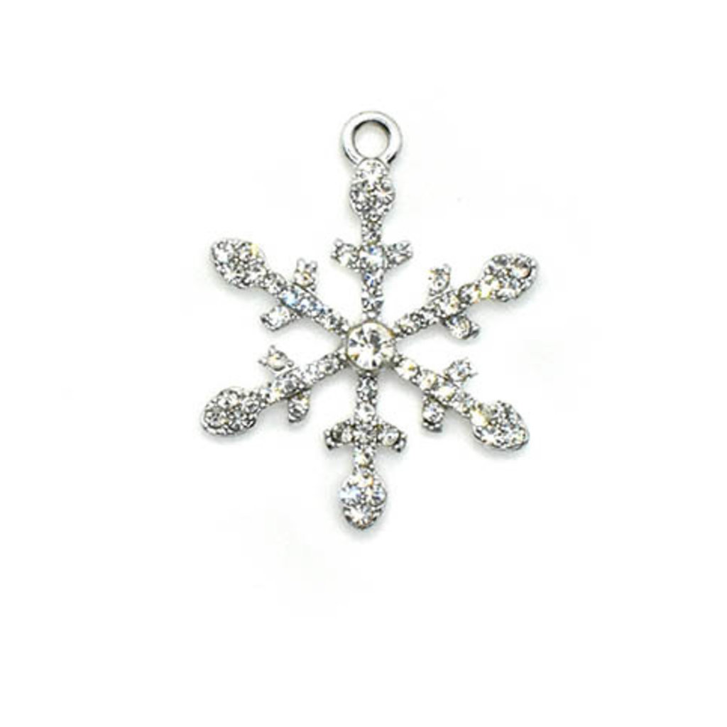 Bead World Snowflake White Crystal Charm 30mm x 30mm 1 pc.