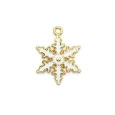 Bead World Snowflake White and Gold Charm 20mm x 20mm 1 pc.