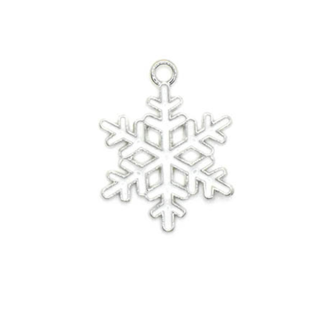 Bead World Snowflake White and Silver Small Charm 20mm x 20mm 3 pcs.