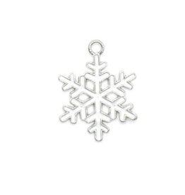 Bead World Snowflake White and Silver Small Charm 20mm x 20mm 3 pcs.