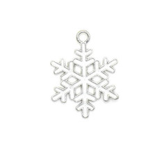 Bead World Snowflake White and Silver Small Charm 20mm x 20mm 3 pcs.