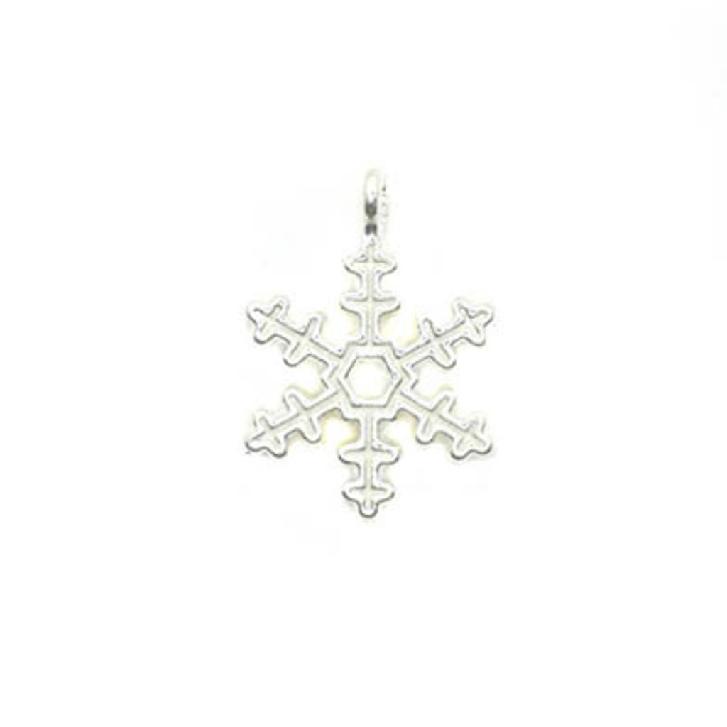Bead World Snowflake White and Silver Small Charm 15mm x 15mm 3 pcs.