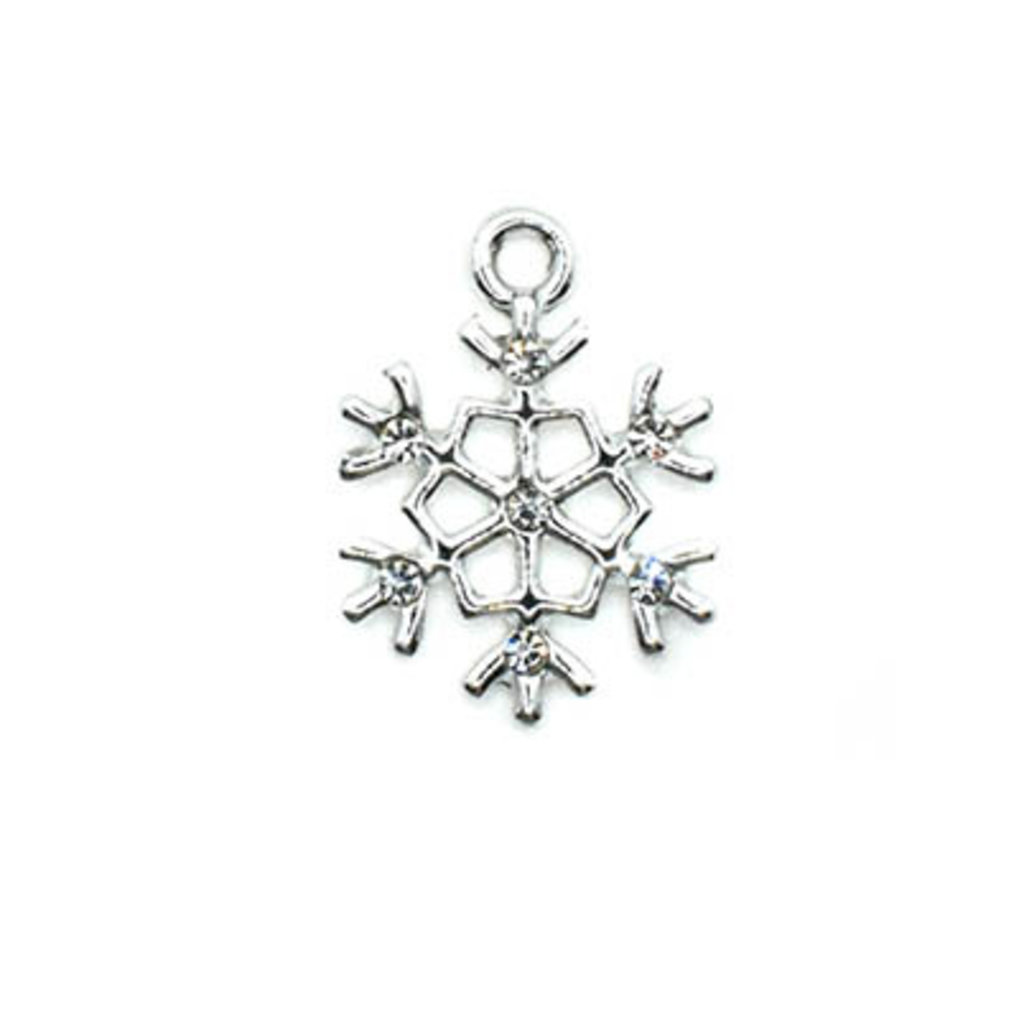 Bead World Snowflake Shiny Silver Small Charm 15mm x 15mm 3 pcs.