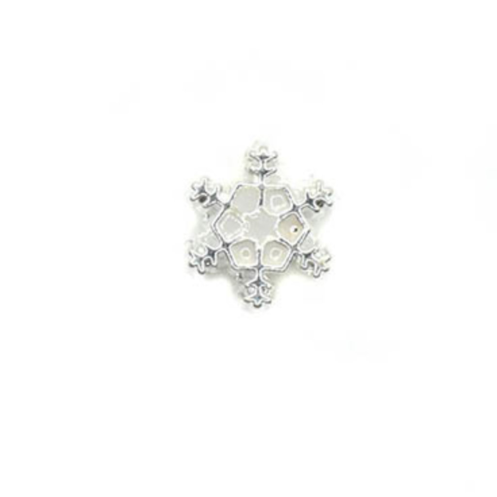 Bead World Snowlake White Shiny Silver Small Charm with hole 10mm x  10mm 3pcs.