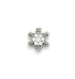 Bead World Snowlake White Silver Small Charm with hole 10mm x  10mm 3pcs.