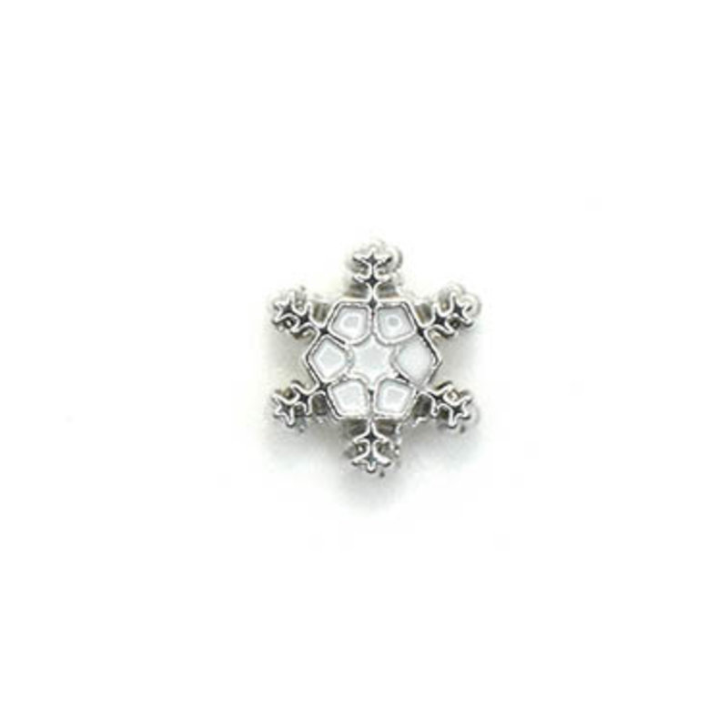 Bead World Snowlake White Silver Small Charm with hole 10mm x  10mm 3pcs.