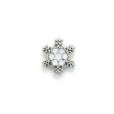 Bead World Snowlake White Silver Small Charm with hole 10mm x  10mm 3pcs.