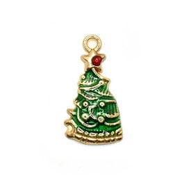 Bead World Christmas Tree with Red Star on top Charm 10mm x 25mm 3 pcs.