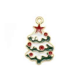 Bead World Christmas Tree with Red Balls Ornaments Charm 15mm x 3mm 3pcs.
