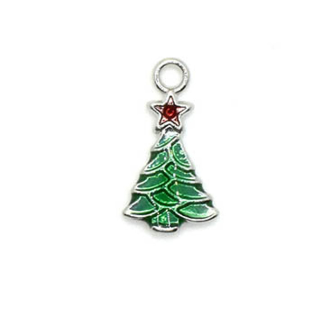 Bead World Christmas Tree Tiny Charm 10mm x 20mm 3 pcs.