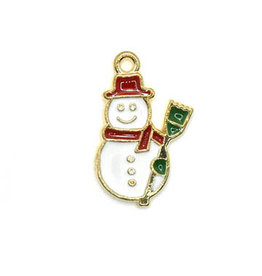 Bead World Snowman with a Broomstick Charm 15mm 20mm 3 pcs.