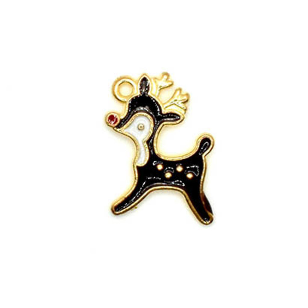 Bead World Reindeer with a Red Nose Charm 15mm x 20mm 3 pcs.
