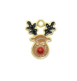 Bead World Reindeer with a Red Nose Head Charm 12.5mm x 17.5mm 3 pcs.